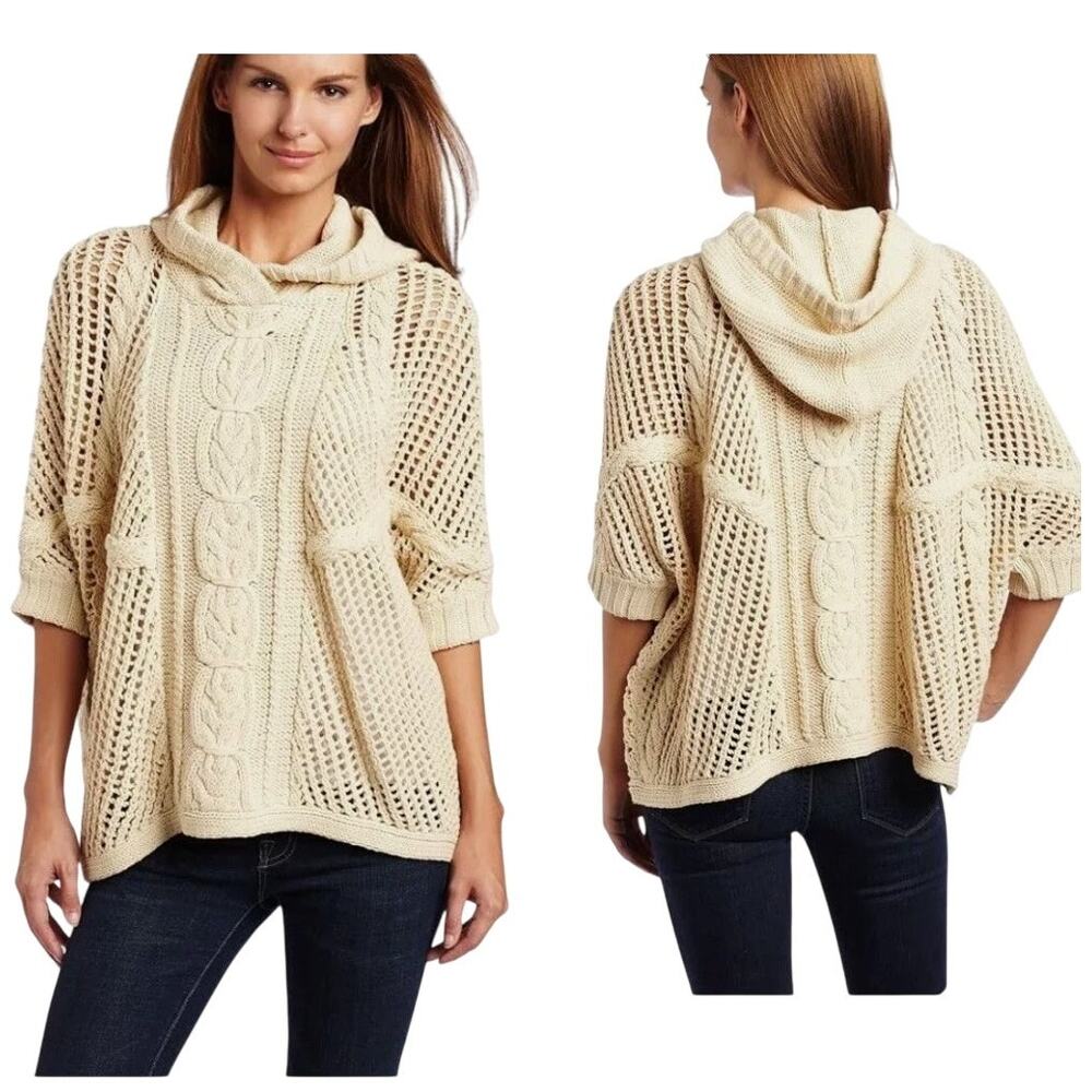 525 America Oversized Knit Hoodie Poncho Sweater S/M